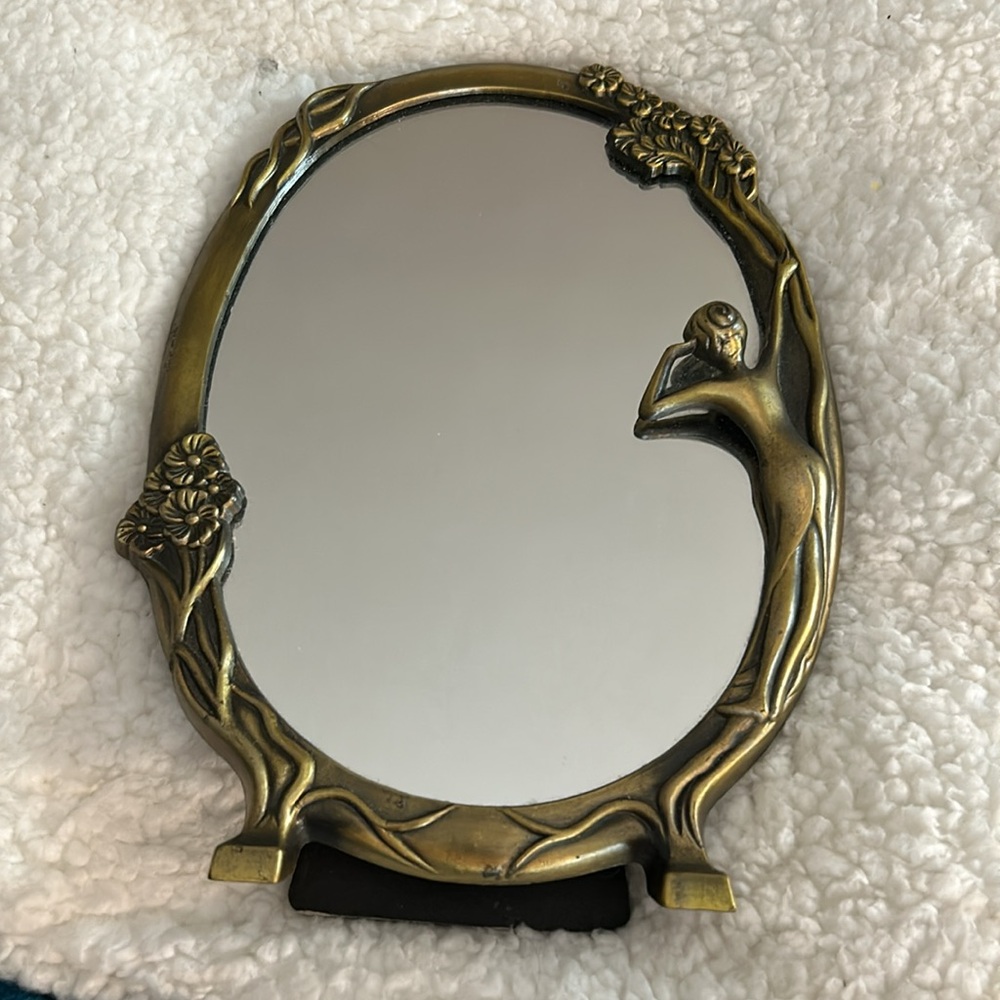 Vintage Art Nouveau Easel “Lady By The Lake” Table Mirror - Picture 4 of 15
